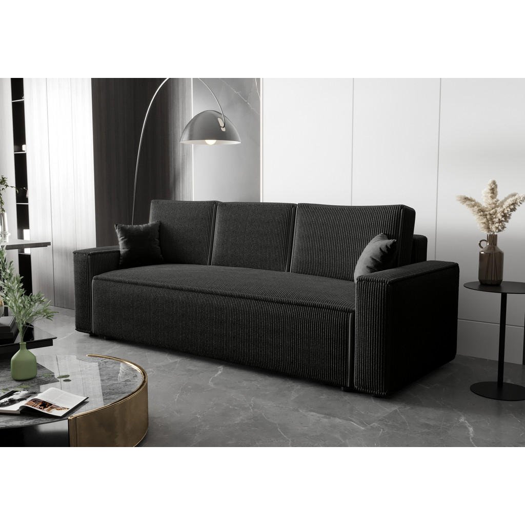 Thumbnail - Bedante Sofa, Schwarz, Textil, 90x85x230 cm, Oeko-Tex® Standard 100, Wohnzimmer, Sofas & Couches, Sofas, 3-Sitzer Sofas