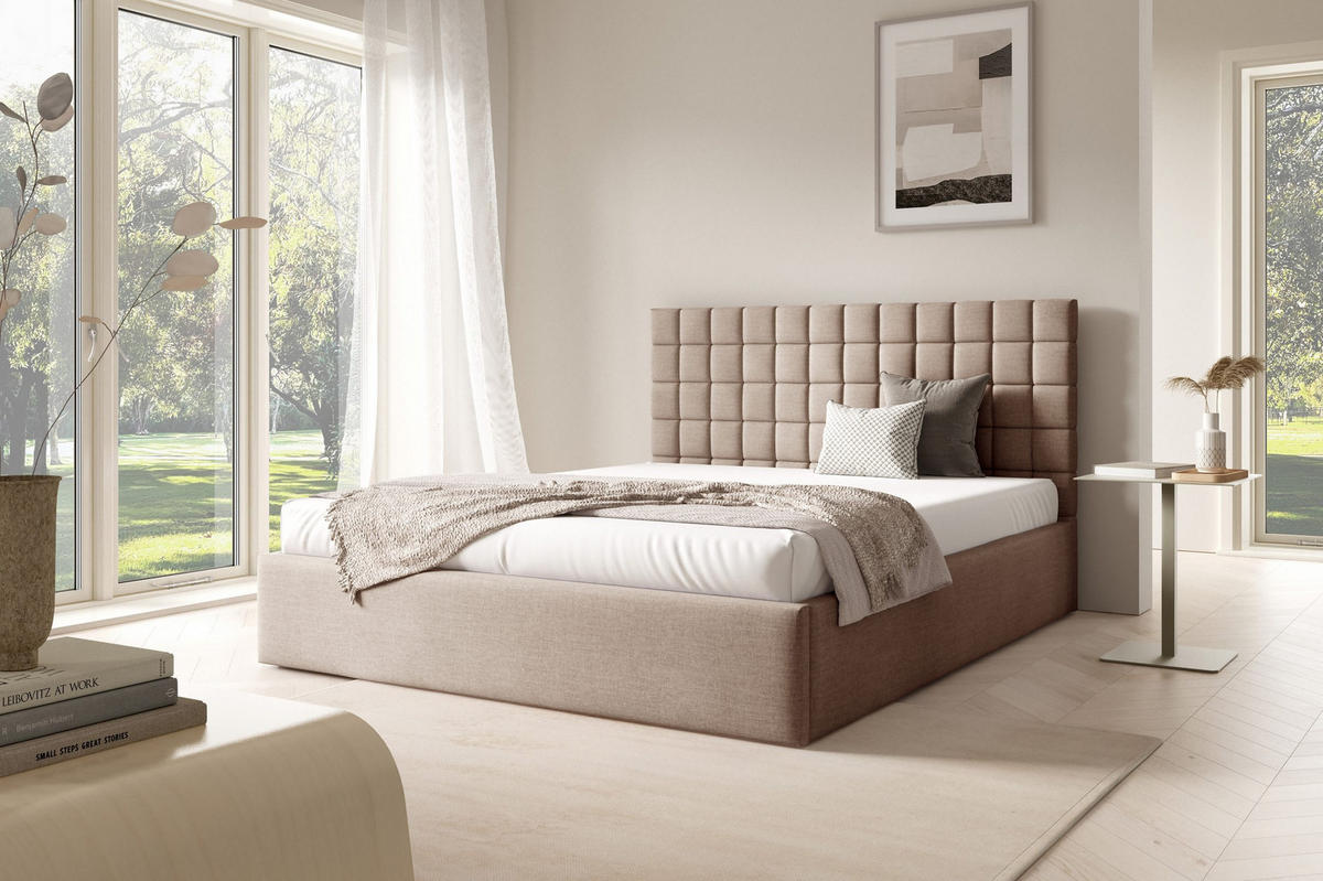 POLSTERBETT BEZA III - Dunkelbeige - Beige, Holz/Textil (140/200cm) - AN-Moebel 4u