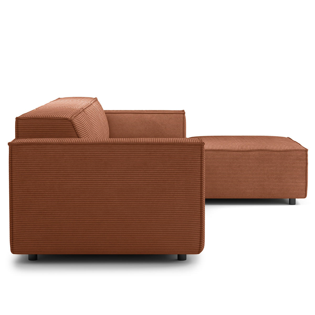 ECKSOFA mit Longchair - Schwarz/Braun, Kunststoff/Textil (294/177cm) - home24