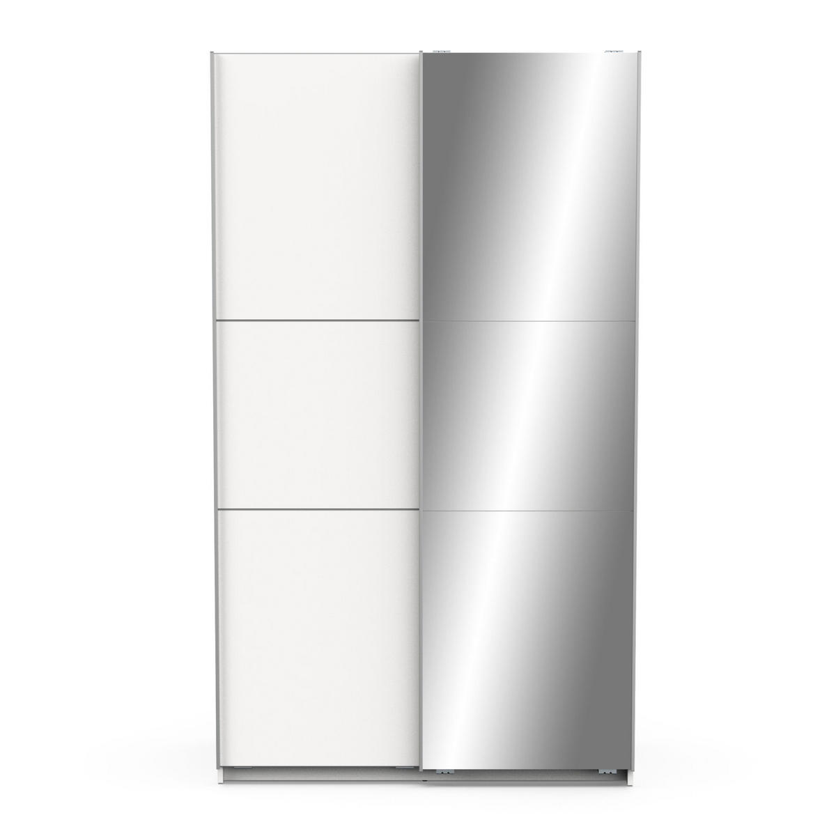 KLEIDERSCHRANK, 2 Schiebetüren mit Spiegel - GHOST - Weiß - 116.5 x 59,8 x 203 cm - Weiß, Holz (59.8/203/116.5cm) - Demeyere