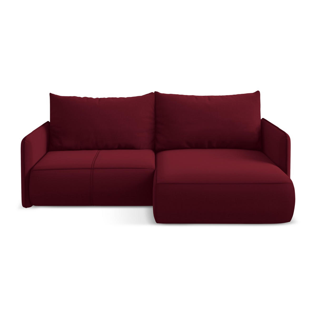 ECKSOFA mit Schlaffunktion Samt Stoff Rot - Bordeaux/Rot, Kunststoff/Textil (207/148cm) - LaMiaSofa
