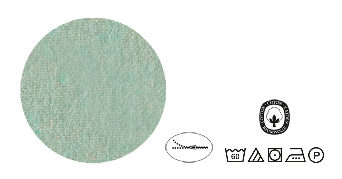 BETTWÄSCHE-GARNITUR Biber Melange UNI mint, 155x200 cm + 80x80 cm - Mintgrün, Textil (155/200cm) - biberna