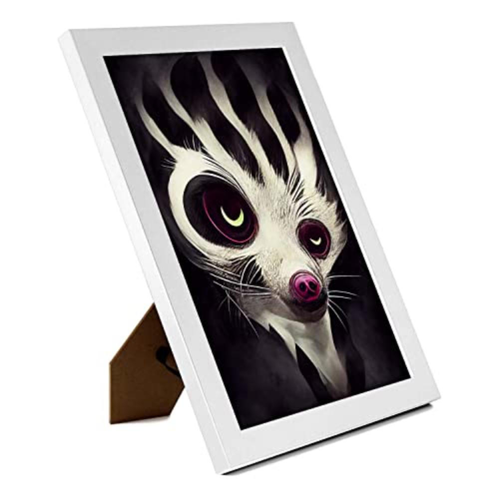 POSTER Set mit 4 Scheu Tier im T Burton Goth Stil A4 Weißer Rahmen - Weiß, Papier (29.7/3cm) - Nacnic