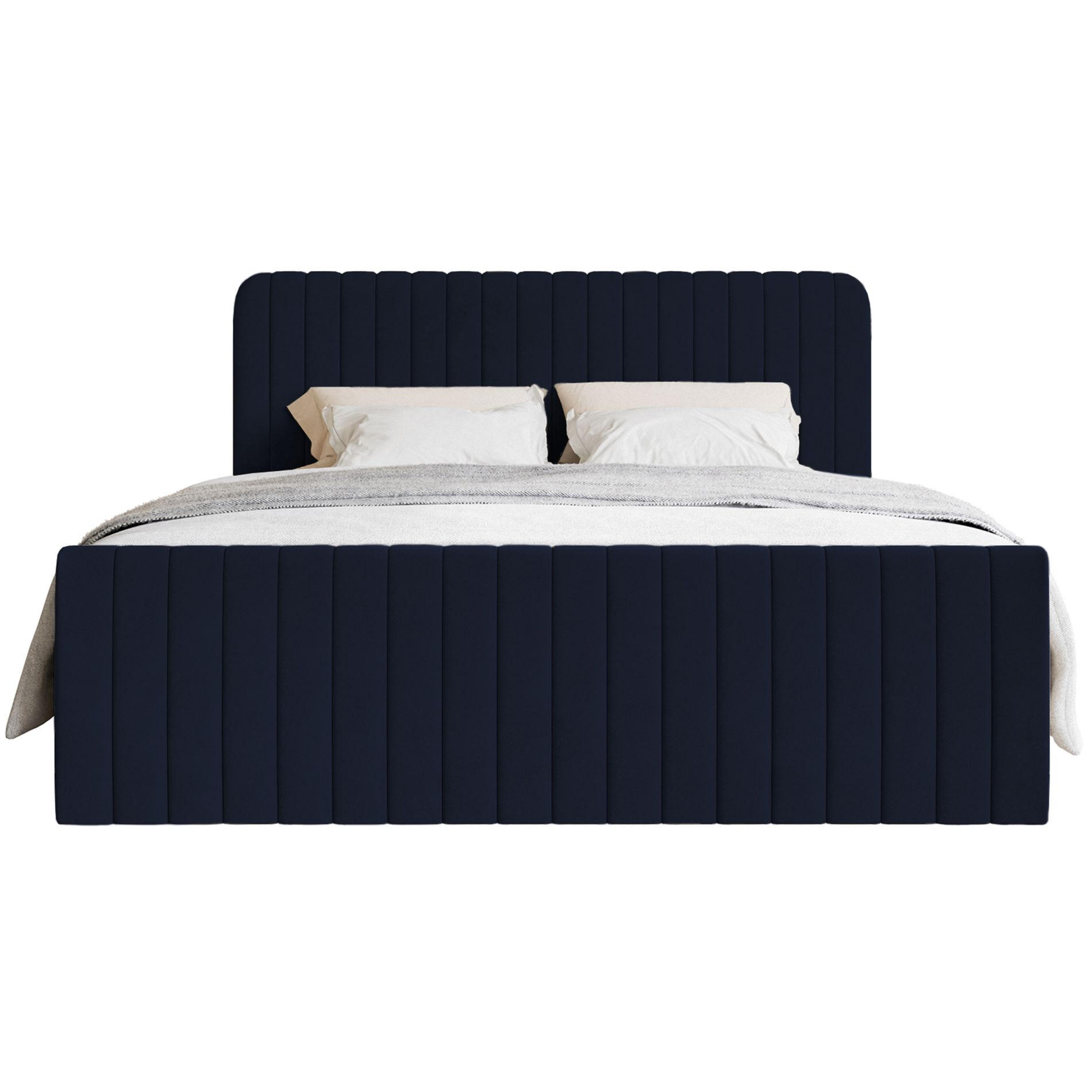BOXBETT Saliano mit Topper und Samtbezug Dunkelblau, 180x200 cm - Dunkelblau, Kunststoff/Textil (180/200cm) - Selsey