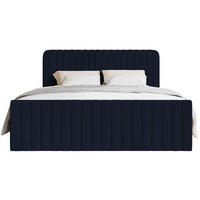 BOXBETT Saliano mit Topper und Samtbezug Dunkelblau, 180x200 cm - Dunkelblau, Kunststoff/Textil (180/200cm) - Selsey