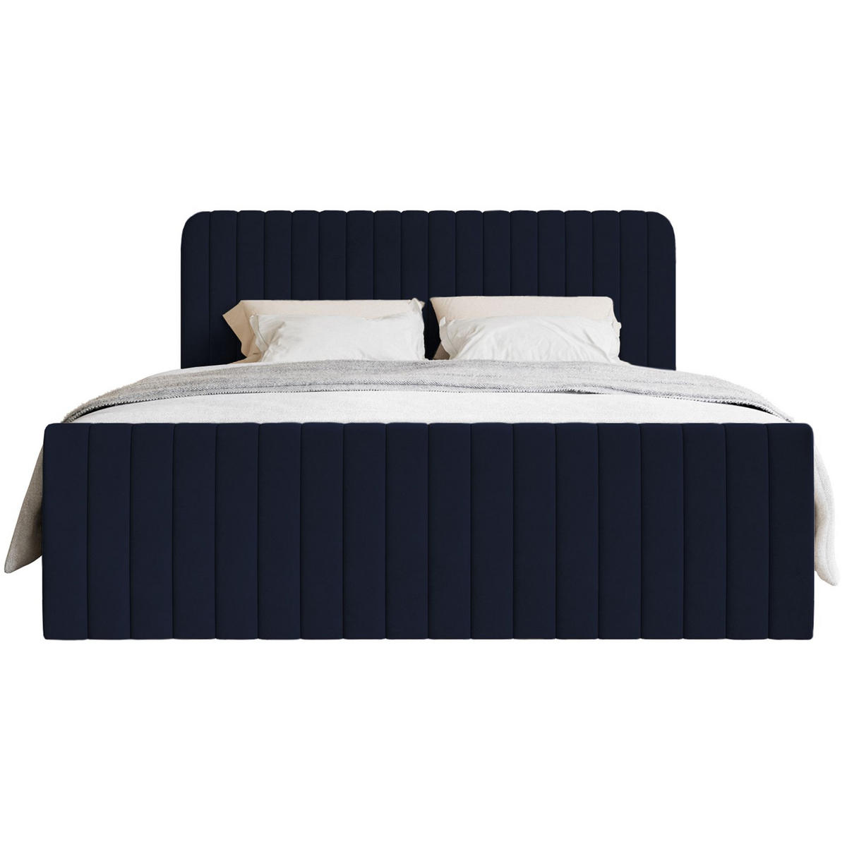 BOXBETT Saliano mit Topper und Samtbezug Dunkelblau, 180x200 cm - Dunkelblau, Kunststoff/Textil (180/200cm) - Selsey