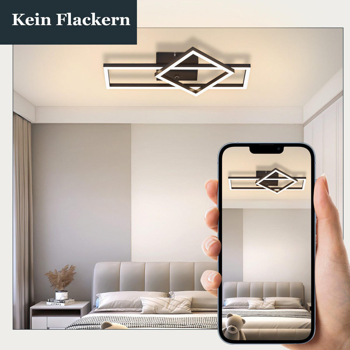 LED-DECKENLEUCHTE Maiden 20/42/7cm - Schwarz, Metall (42/20/7cm) - Nettlife
