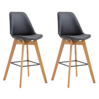 BARHOCKER 2er Set Meta Kunstleder natura schwarz - Schwarz, Holz/Kunststoff (48/112/56cm) - TPFLiving