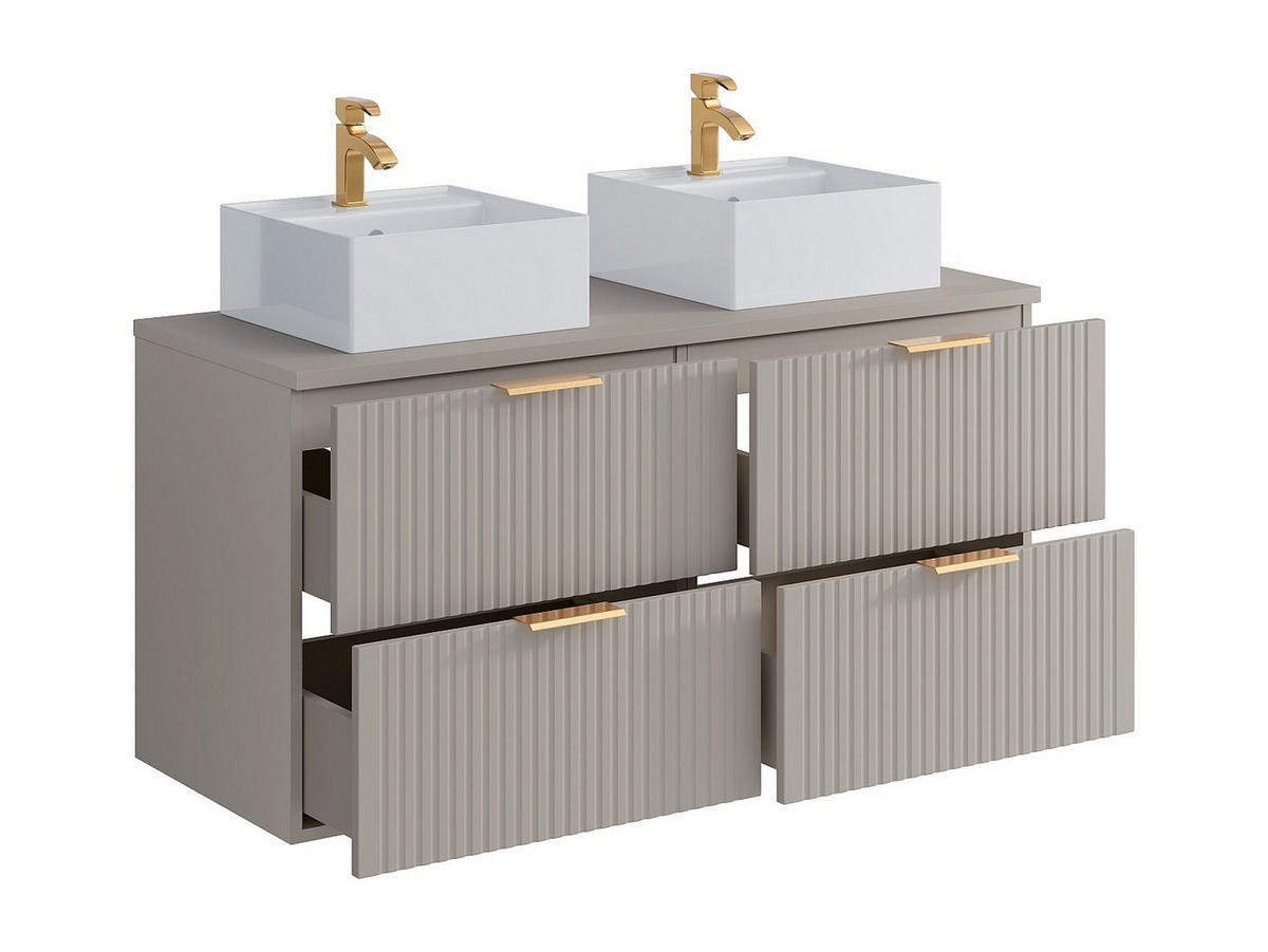 DOPPELWASCHTISCH - 120cm x 46cm - MDF - beige - ZEVARA - Beige, Holz (120/57/46cm) - Vente-Unique