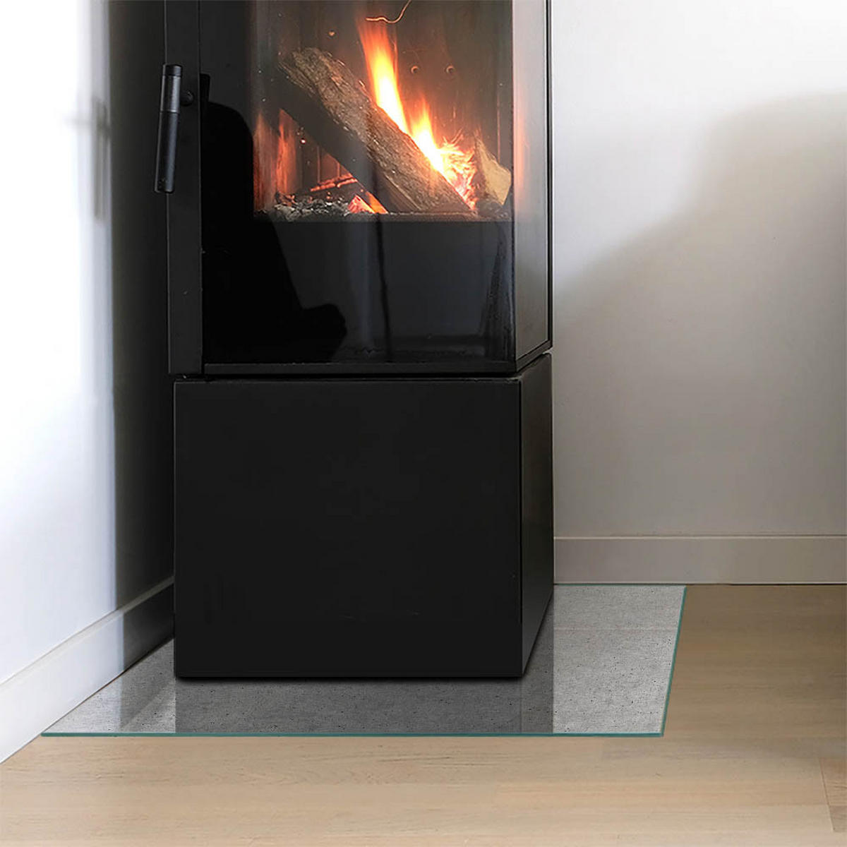 GLASPLATTE für Kamin 50 × 50 cm Grau - Grau, Glas (50/50/0.4cm) - ArtPrintCave