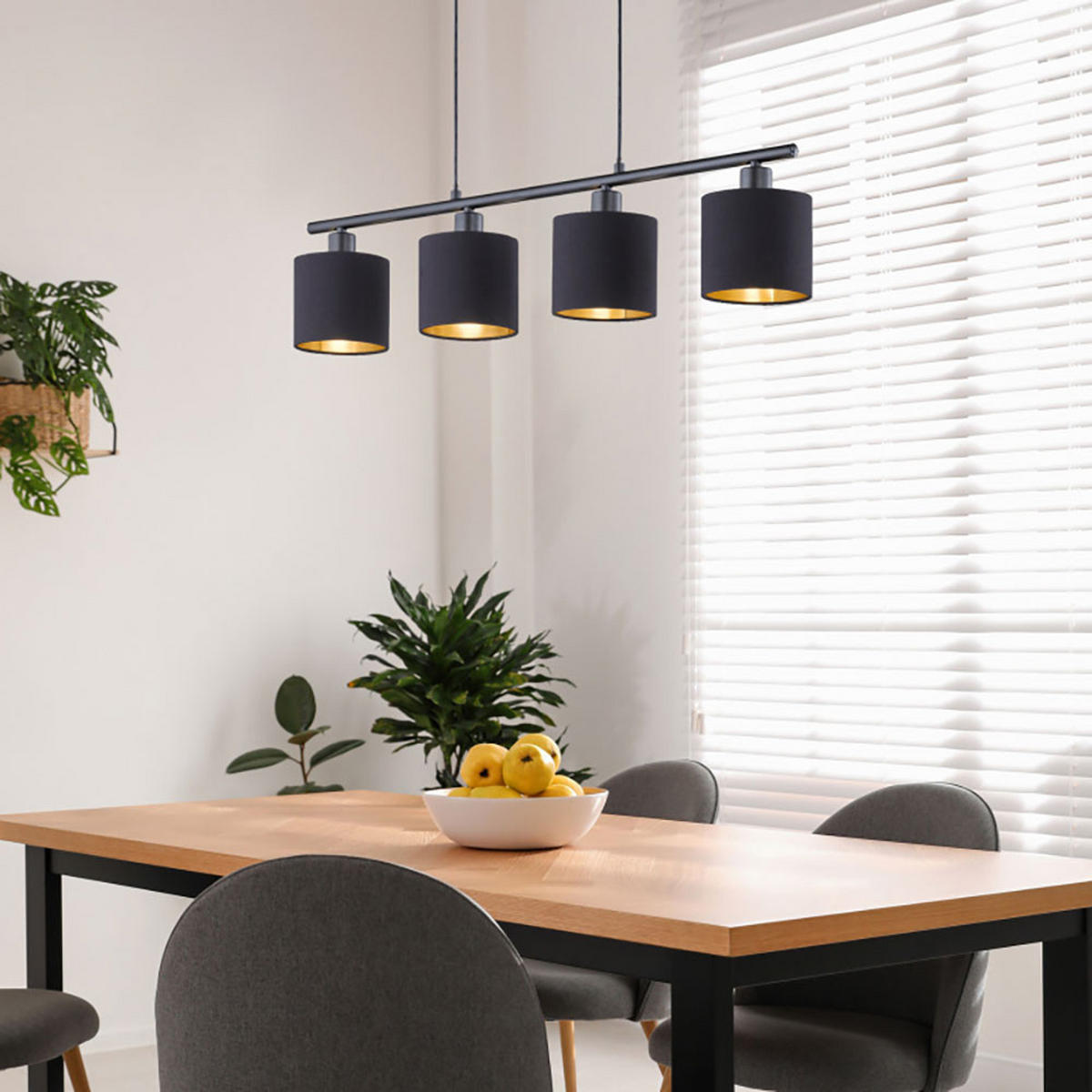 LED HÄNGELEUCHTE Textil Schwarz-Gold - Schwarz, Metall (75/12/150cm)