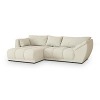ECKSOFA ORENTI L-S Creme Boucle-Stoff mit Schlaffunktion - Creme, Holz (287/182cm) - MASSENO