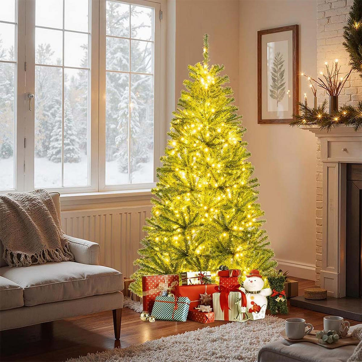 WEIHNACHTSBAUM mit 700 warmweißen LEDs 180cm Grün - Grün, Metall (180cm) - COSTWAY