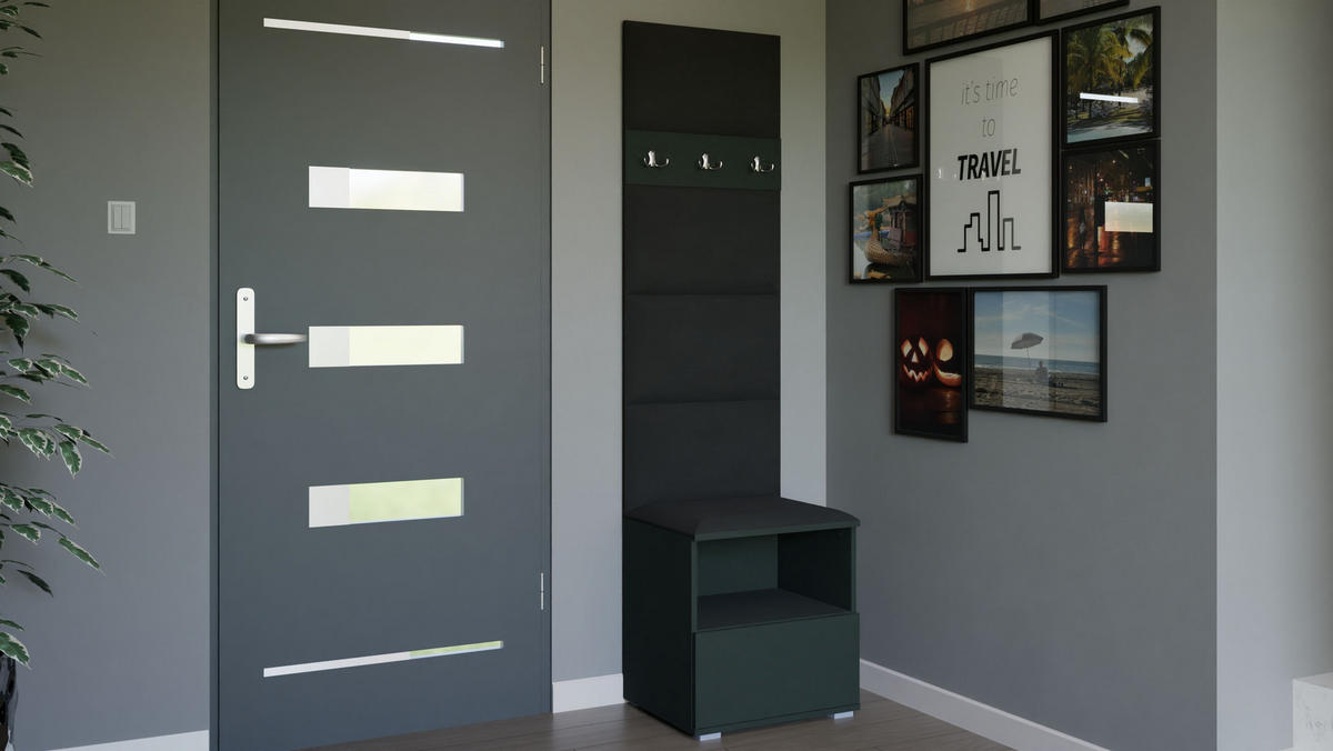 GARDEROBEN-SET Nela IV mit gepolsterten Paneelen 50/187/40 - Silberfarben/Graphitfarben, Holzwerkstoff/Kunststoff (50/187/40cm)