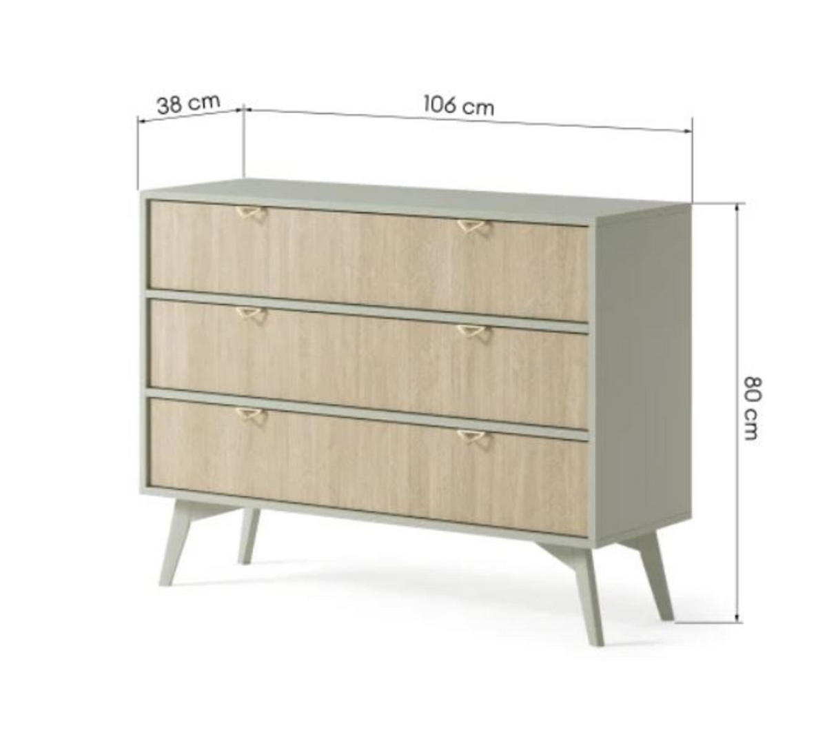KOMMODE - Abeto Beige S106 - Eichefarben/Beige, Holz (106/80/38cm) - Möblo