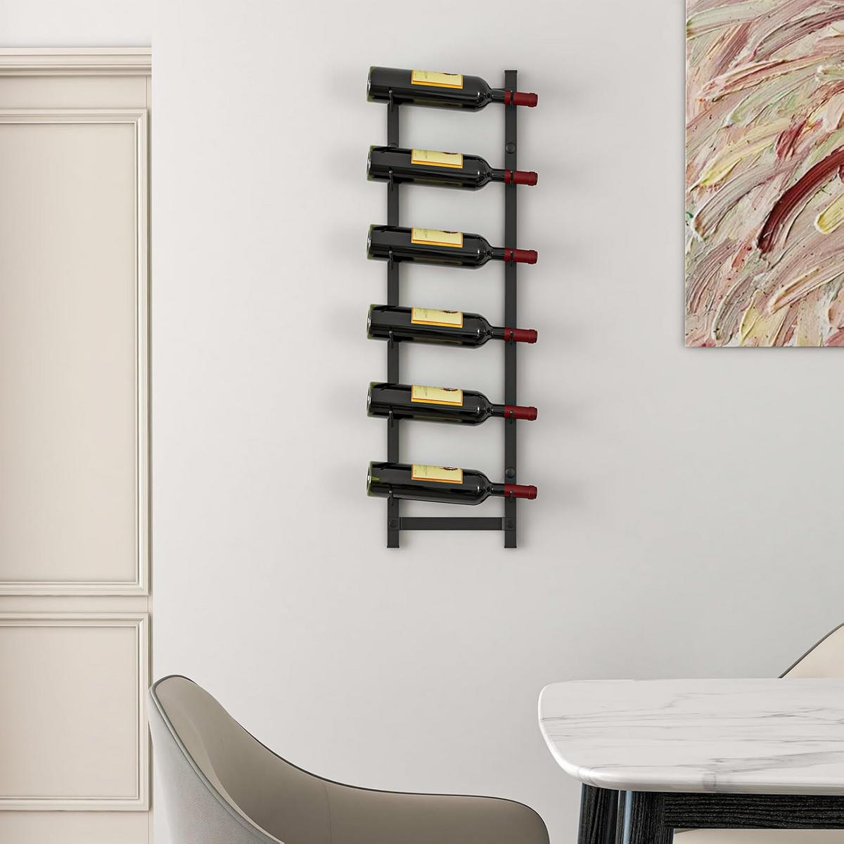 WEINREGAL Schwarz - Schwarz, Metall (22/73/14cm) - COSTWAY