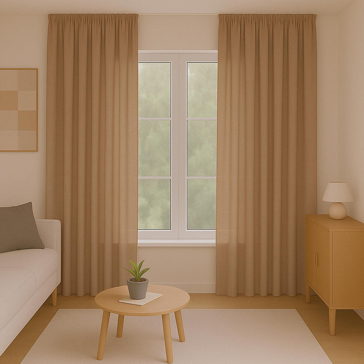 GARDINE Universalband "blickdicht" 2er Pack Hellbraun 140x145 cm - Hellbraun, Textil (140/145cm) - Bestlivings
