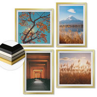 WANDBILDER 4er Set - 50x50 cm & 40x60 cm Goldrahmen - Japanische Naturlandschaften - Goldfarben, Kunststoff (50/50cm) - ArtPrintCave