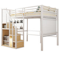 HOCHBETT 140x200 cm Metall Leiter Ablage weiß - Weiß, Metall (140/200cm) - LEBENLANG