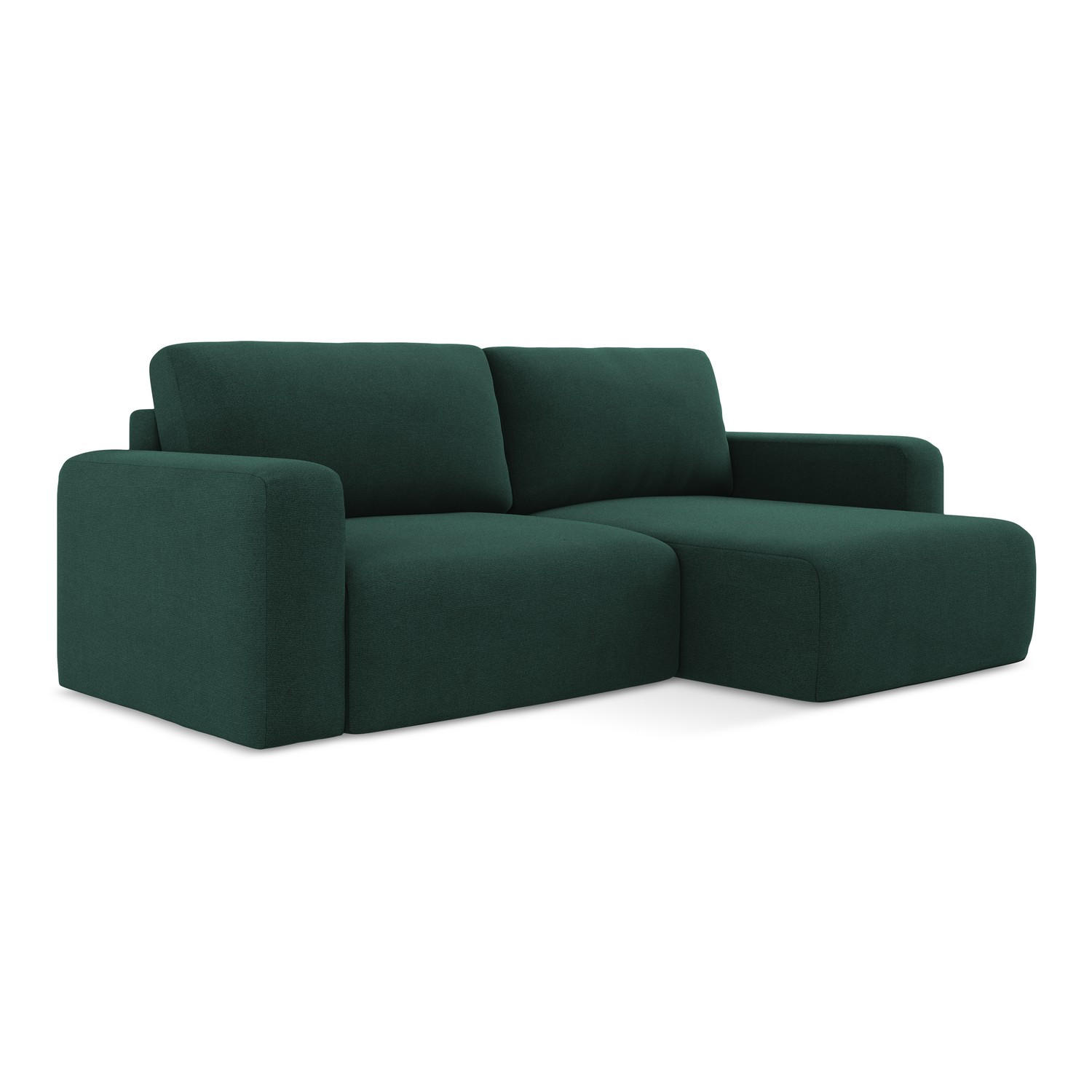 ECKSOFA mit Schlaffunktion rechts Strukturstoff Stoff Grün - Dunkelgrün/Schwarz, Kunststoff/Textil (244/149cm) - LaMiaSofa