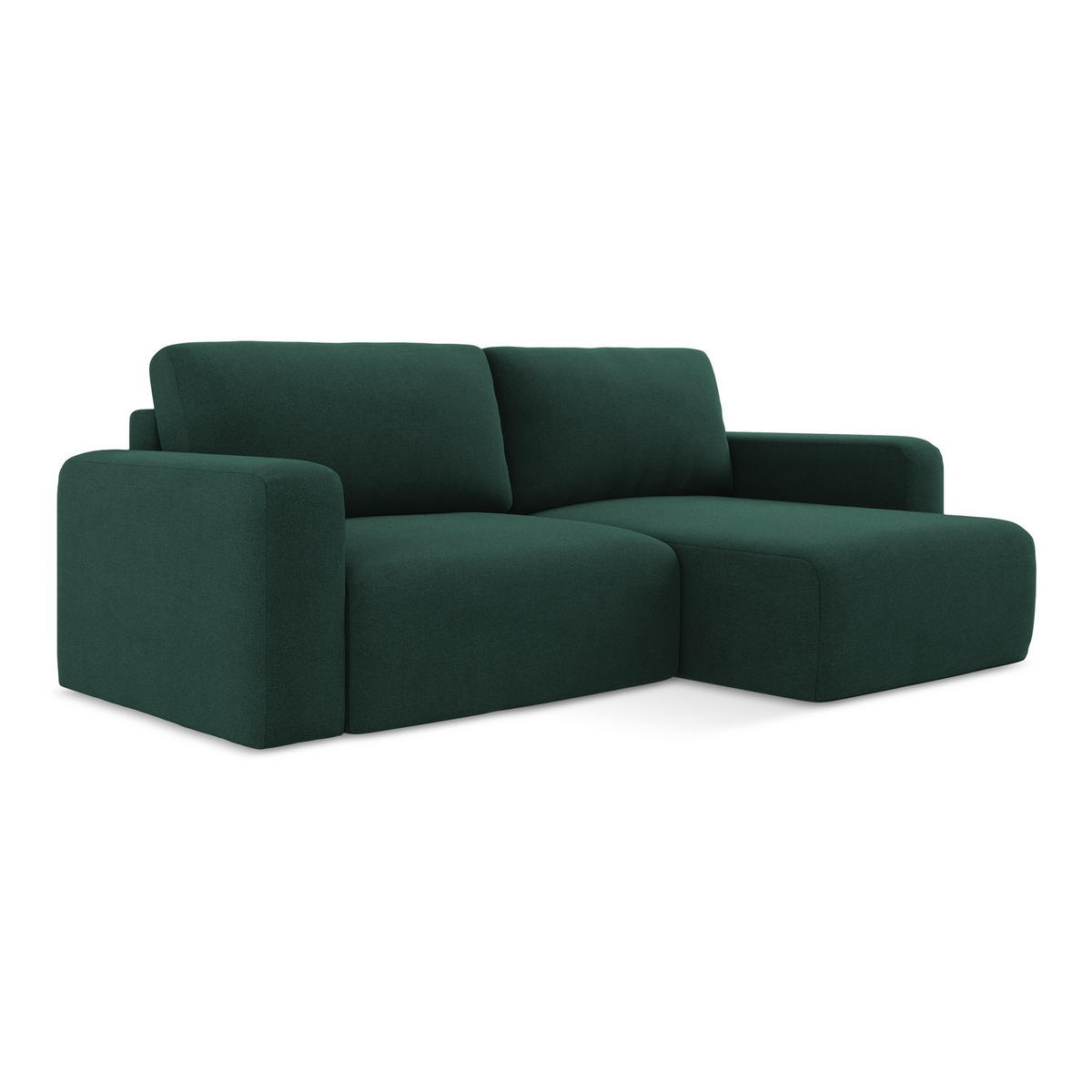 ECKSOFA mit Schlaffunktion rechts Strukturstoff Stoff Grün - Dunkelgrün/Schwarz, Kunststoff/Textil (244/149cm) - LaMiaSofa