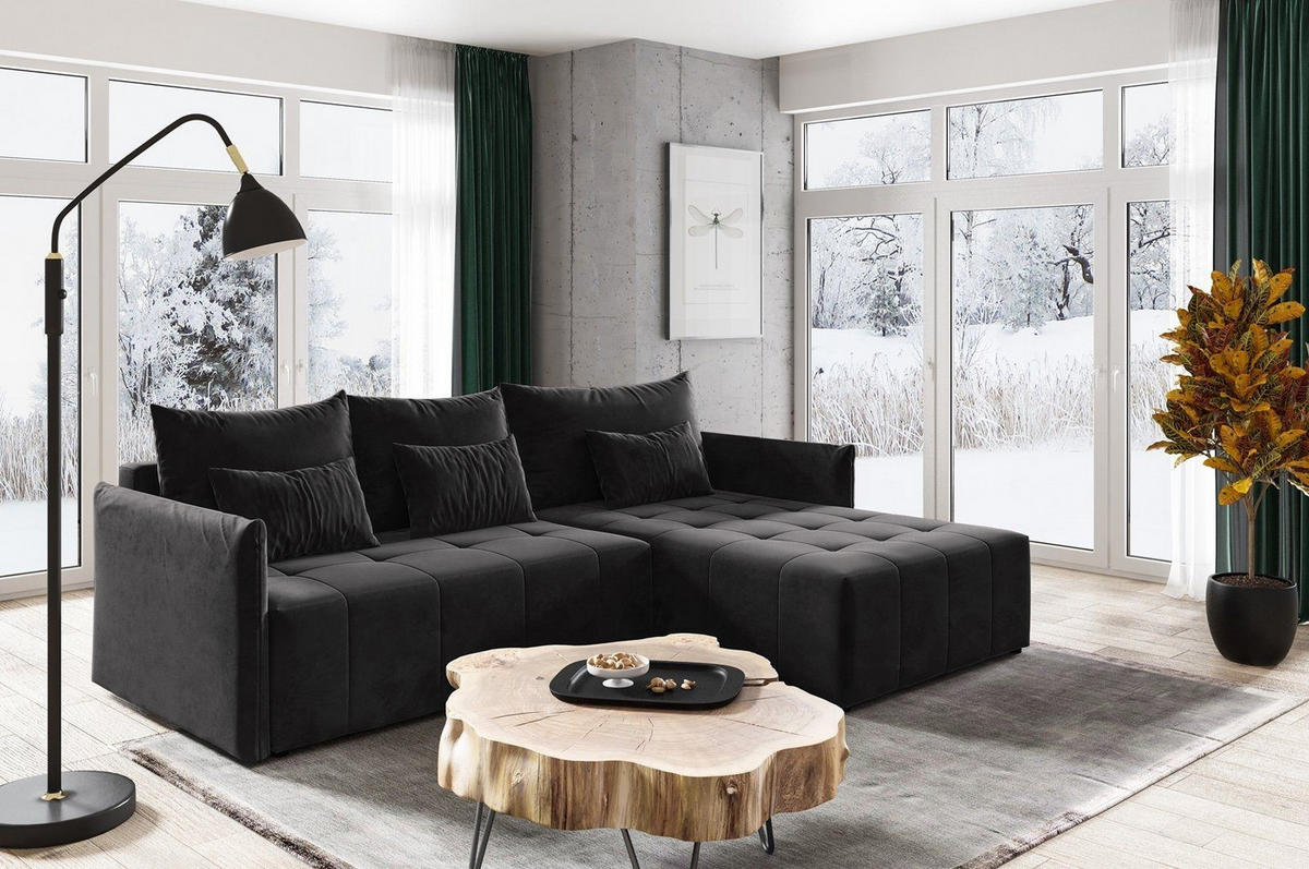 ECKSOFA Leno L - Schwarz, Holz/Textil (260/180cm) - Sofnet
