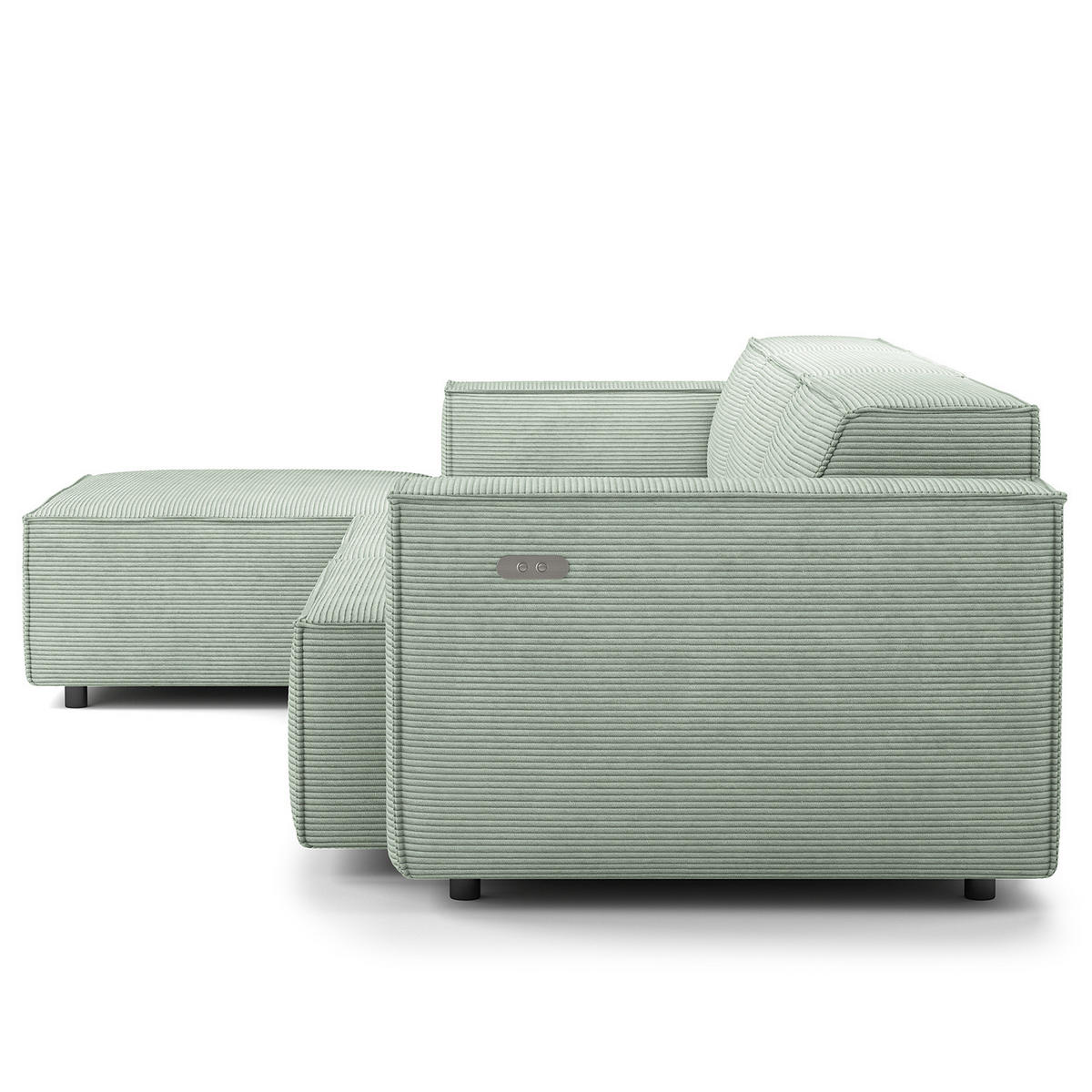 ECKSOFA mit Longchair - Schwarz/Mintgrün, Kunststoff/Textil (294/177cm) - home24