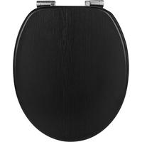 WC SITZ mit Absenkautomatik, MDF Holzkern, Antibakteriell - Schwarz, Holzwerkstoff (37/2.5/43cm) - Woltu