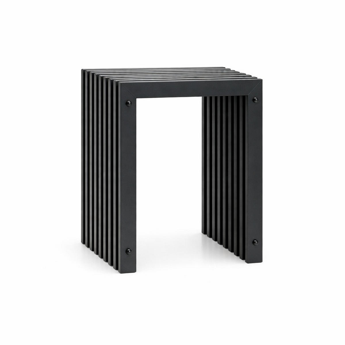 HOCKER Lamellen eckig Metall Schwarz 32/32/45 cm - Schwarz, Metall (32/45/32cm) - DanDiBo