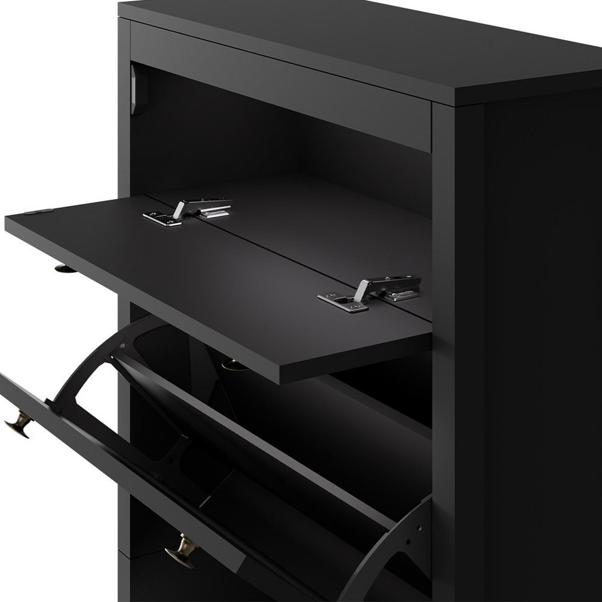 SCHUHSCHRANK Aron Schwarz 60 x 153 cm ,3 Fächer - Schwarz, Holzwerkstoff (60/153/23.5cm) - Vicco