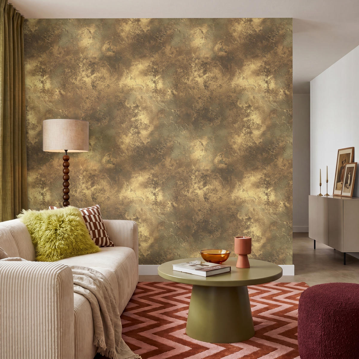 TAPETE - Antik - Metallic-Look - Gold - 220x240 cm - Messingfarben, Papier (220/240cm) - OnlyWow