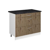 KÜCHENUNTERSCHRANK R-Line, Artisan-Eiche/Weiß, 100 cm Arbeitsplatte Anthrazit - Weiß/Eiche Artisan, Holzwerkstoff (100/81.6/60cm) - Vicco