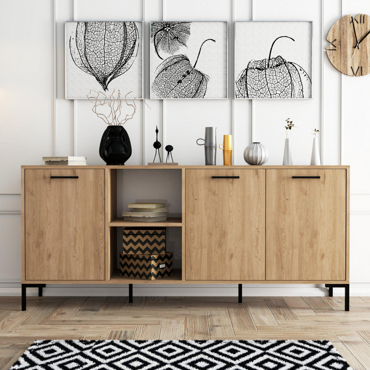 SIDEBOARD Aura Holz Länge 180 cm - Braun, Holzwerkstoff (180/45/80cm) - Concept Usine