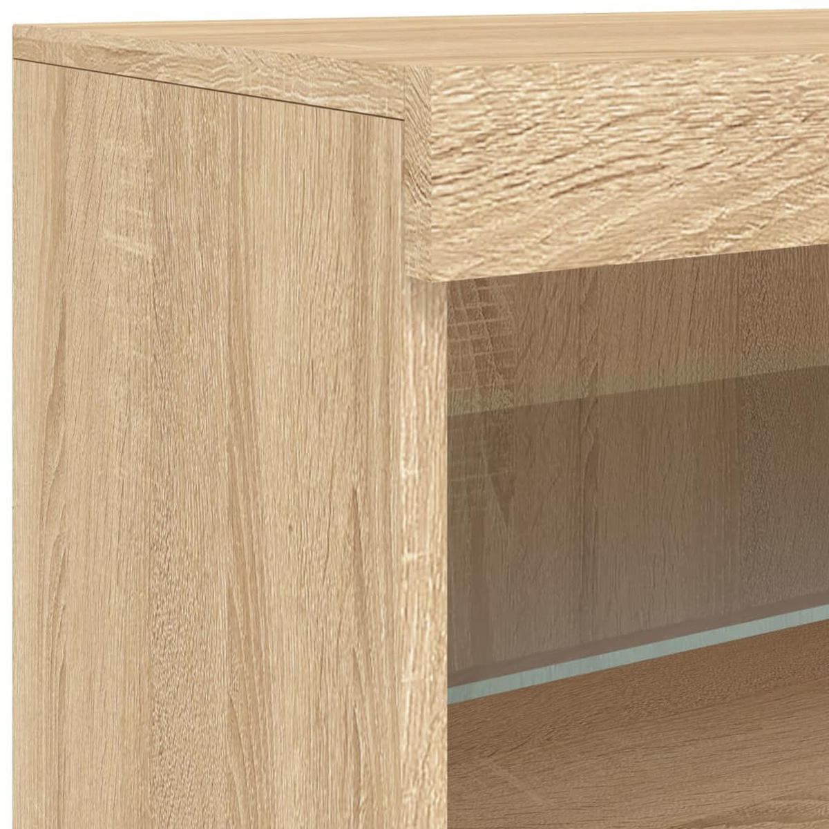 SIDEBOARD mit LED-Licht, 2 Türen 60/37/67 cm aus Holzwerkstoff Sonoma-Eiche Dekor - Sonoma Eiche, Holz (60/67/37cm) - vidaXL