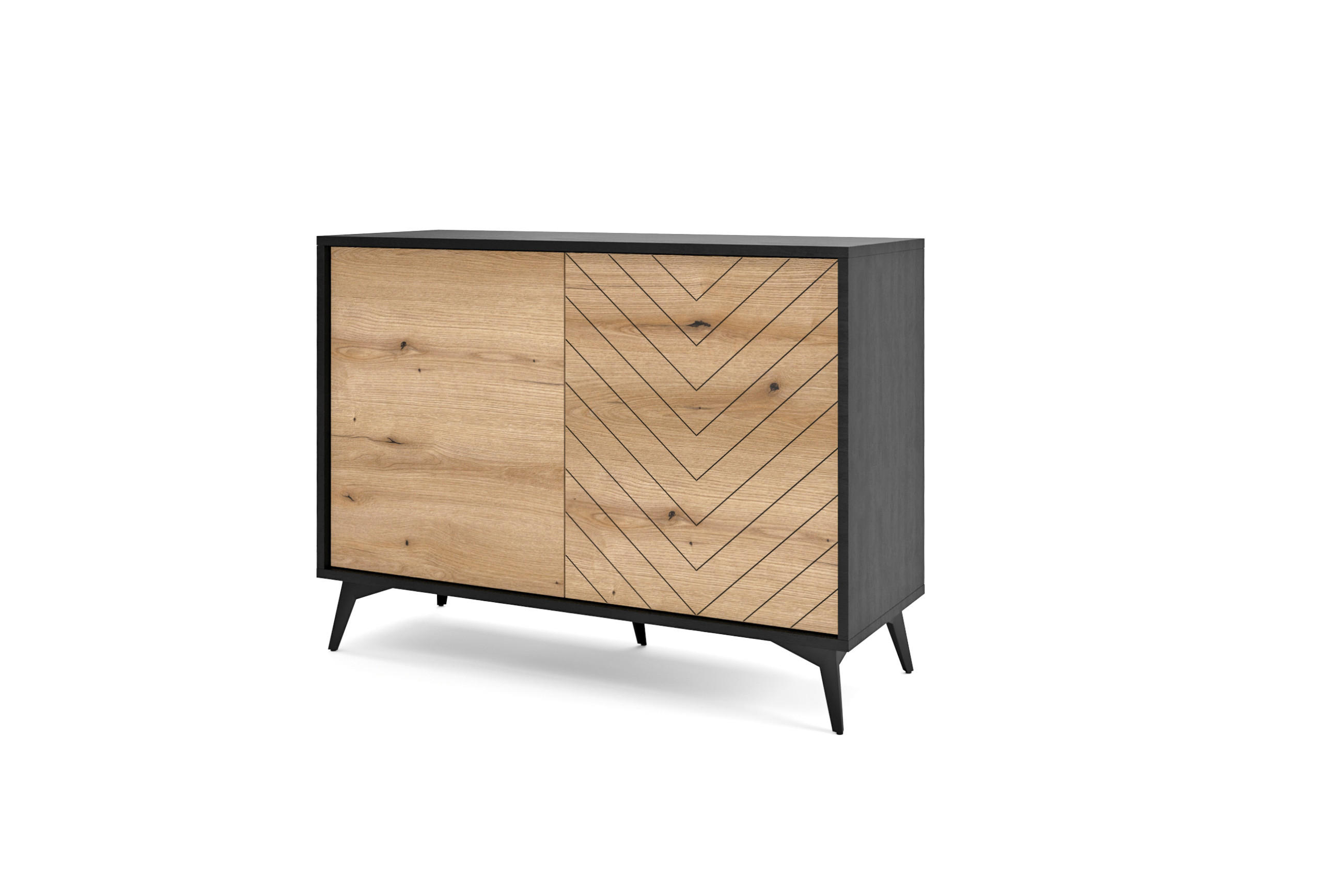 KOMMODE Diamond Eiche Evoke - Eichefarben/Schwarz, Holzwerkstoff (104/77/39cm) - Bettso