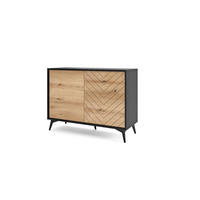 KOMMODE Diamond Eiche Evoke - Eichefarben/Schwarz, Holzwerkstoff (104/77/39cm) - Bettso