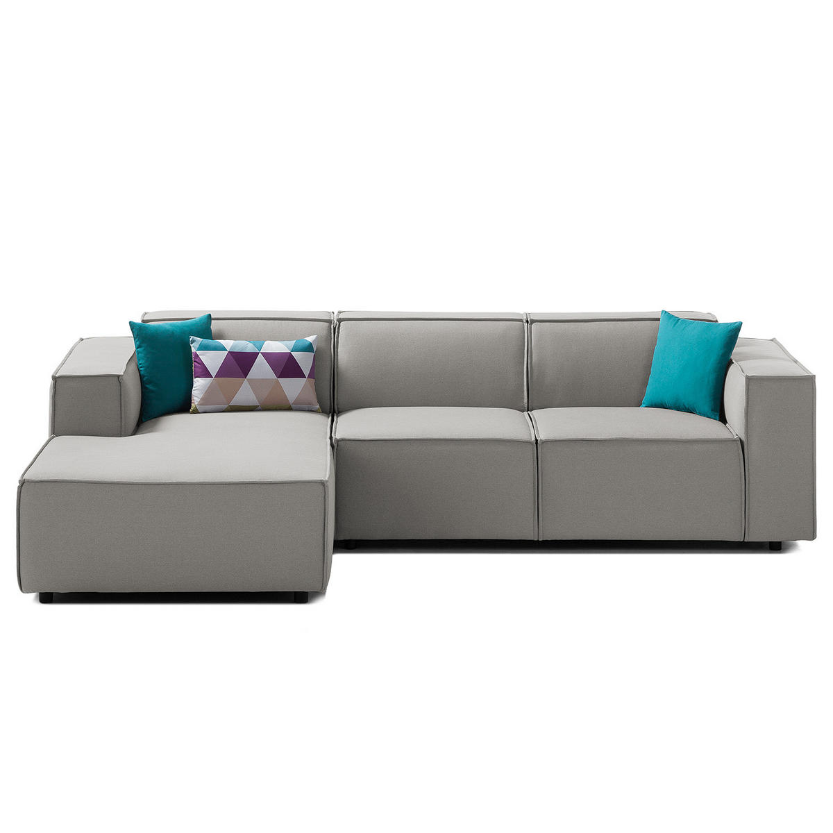 ECKSOFA mit Longchair - Graubraun/Schwarz, Kunststoff/Textil (260/177cm) - home24