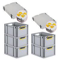 EUROBOX 5x Nextgen Color Mit Auflagedeckel 22x30x40cm Griffe Gelb Offen - Gelb, Kunststoff (30/22/40cm) - PROREGAL