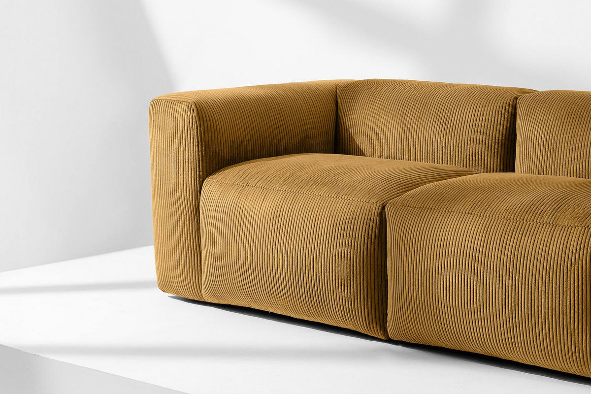 2-SITZER-MODULSOFA BUFFO mit extrem weicher und bequemer Sitzfläche, Kordstoff, gelb - Gelb, Textil (210/73/96cm) - KONSIMO®