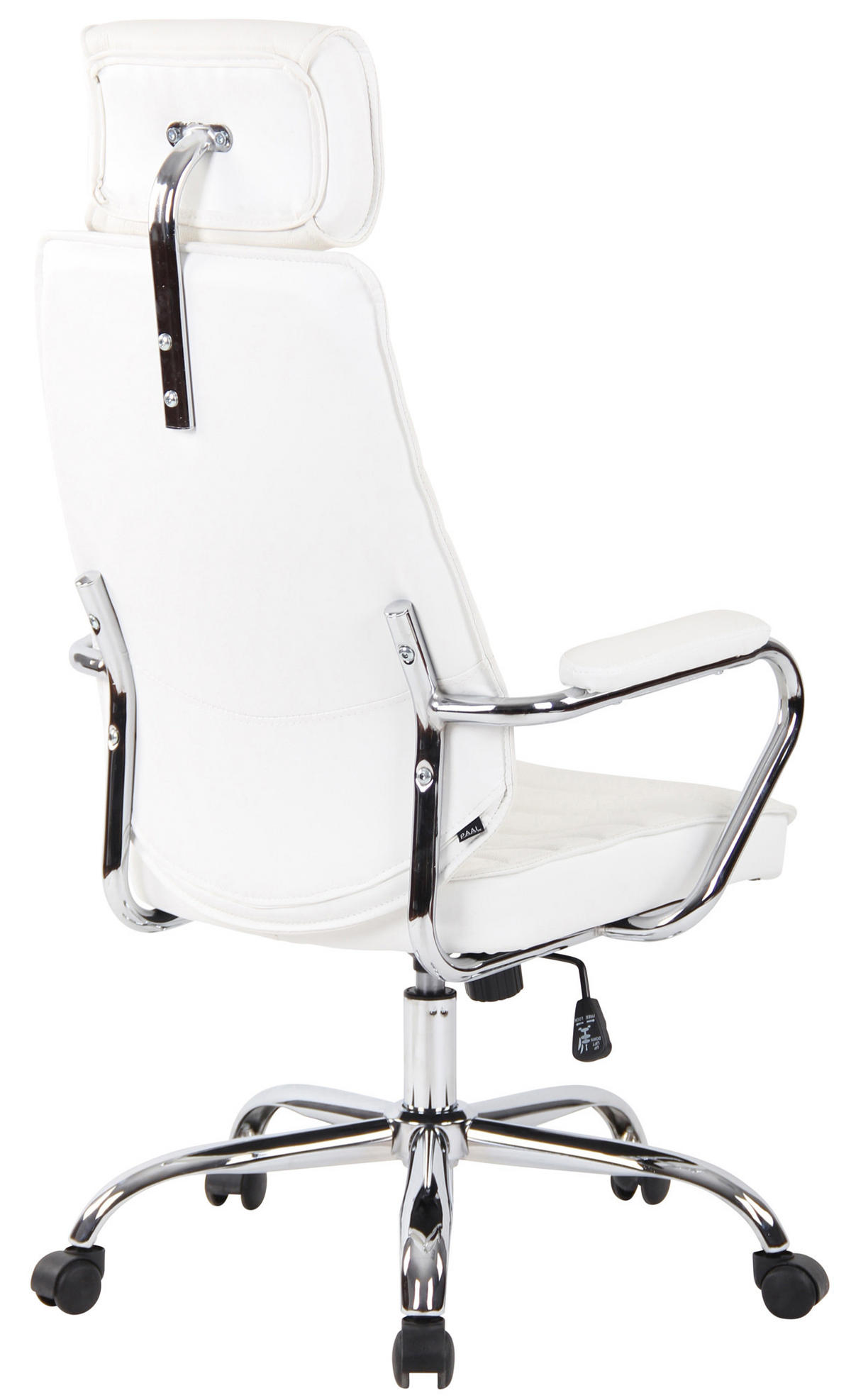 CHEFSESSEL Echtleder Weiß - Chromfarben/Weiß, Leder/Metall (59/117/57cm) - CLP