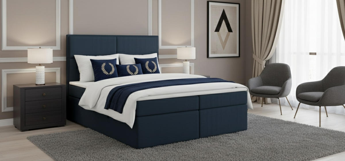 BOXSPRINGBETT AURORA mit Topper und Bettkasten, Blau, 120x200 cm - Blau, Textil (120/200cm) - KS Home Concept