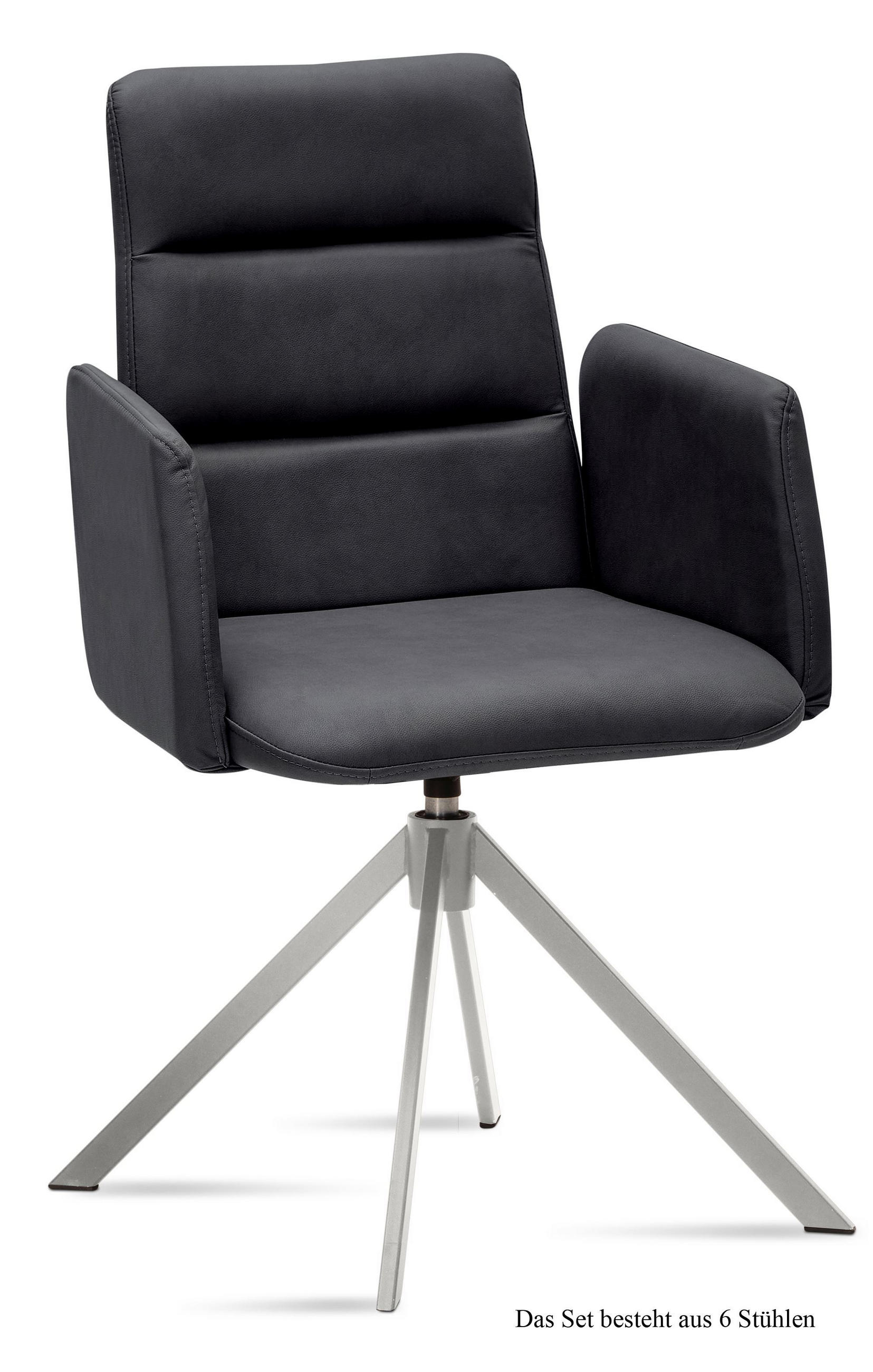 ARMLEHNSTUHL drehbar (6er-Set) Dulcia 52x92x60 Edelstahl/Anthrazit - Edelstahlfarben/Anthrazit, Kunststoff (60/92/52cm) - 58aufmkessel