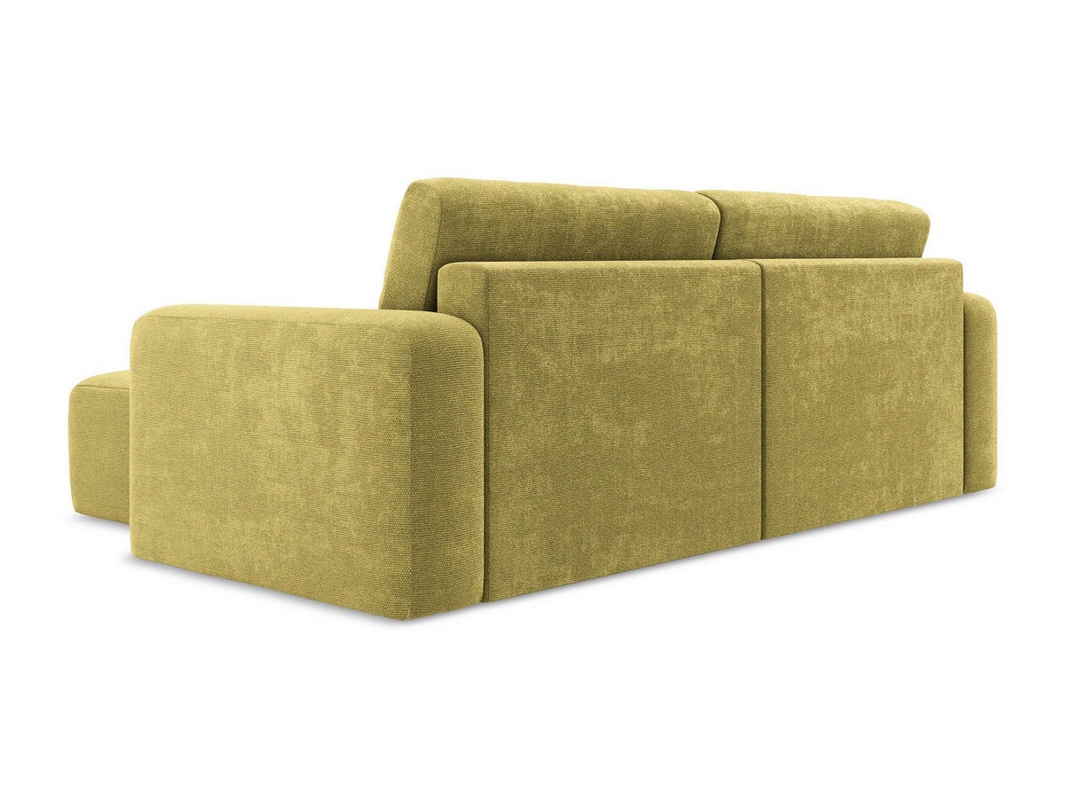 ECKSOFA mit Schlaffunktion rechts Chenille Stoff Grün - Limette/Schwarz, Kunststoff/Textil (244/149cm) - Makamii