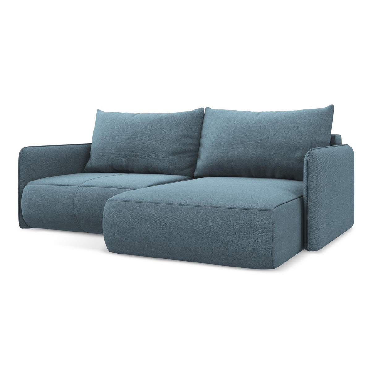 ECKSOFA mit Schlaffunktion Strukturstoff Stoff Blau - Blau/Schwarz, Kunststoff/Textil (207/148cm) - LaMiaSofa