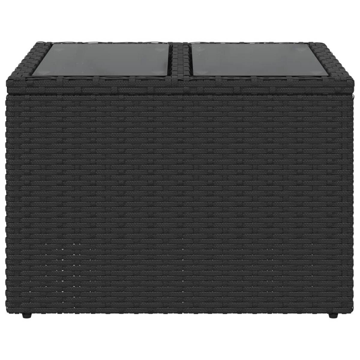 GARTENTISCH Mit Glasplatte Schwarz 55/55/37 Cm Poly Rattan - Schwarz, Kunststoff (55/55/37cm) - vidaXL