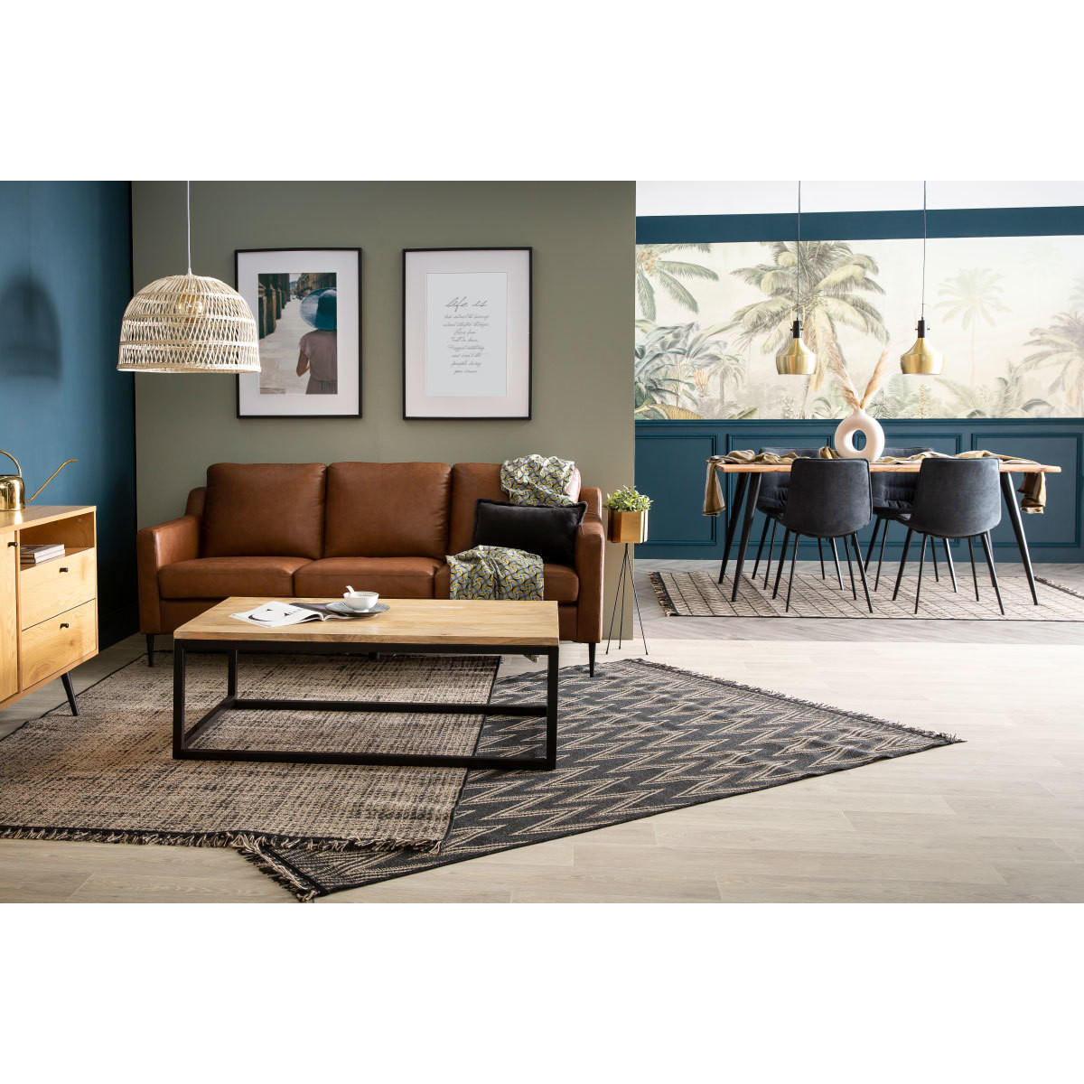 COUCHTISCH Holz und Metall FACTORY - Naturfarben, Holz (120/70/41cm) - Miliboo