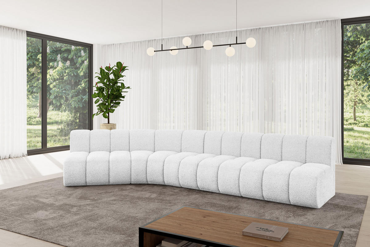 ECKSOFA modulares Sofa Montra-L2 - 381x174x70 cm Weiß - Weiß, Holzwerkstoff/Textil (381/174cm) - ALTDECOR