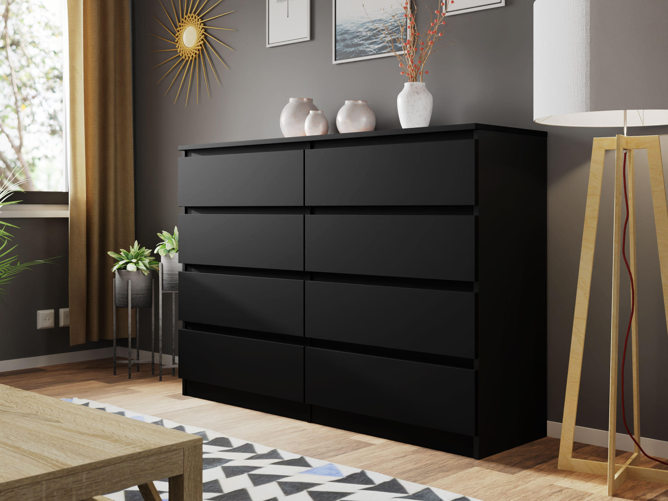 KOMMODE Malwa M8 - Schwarz, Holzwerkstoff (138/100/40cm) - MIRJAN24