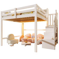 HOCHBETT 140/200 cm aus Kiefernholz mit LED-Leuchten, Weiß - Weiß, Holz (140/200cm) - OKMYHOME