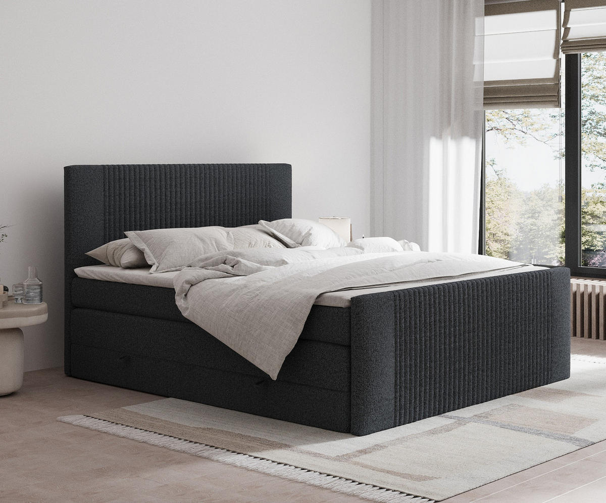 BOXSPRINGBETT Bergamo Schwarz 160/200 cm - Schwarz, Holz/Holzwerkstoff (160/200cm) - Maison de Reve